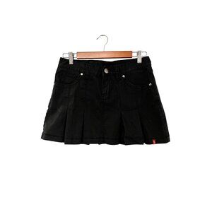 Vintage Y2K Grunge EDC Women's Junior's Black Denim Pleated Mini Skirt Size 4-6
